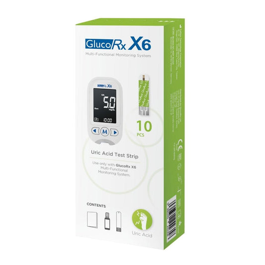 GlucoRx X6 Uric Acid Test Strips (10)