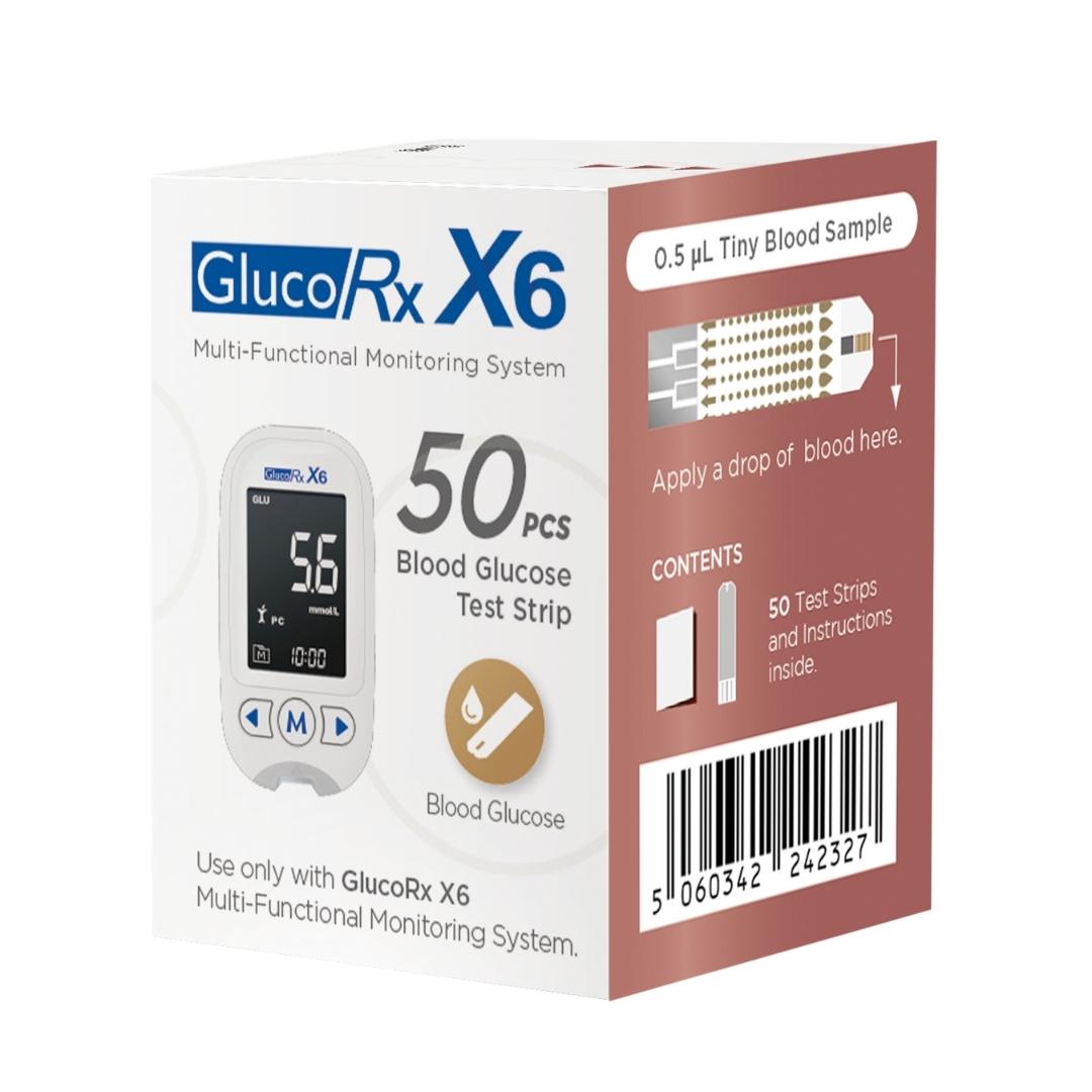 GlucoRx X6 Blood Glucose Test Strips (50)